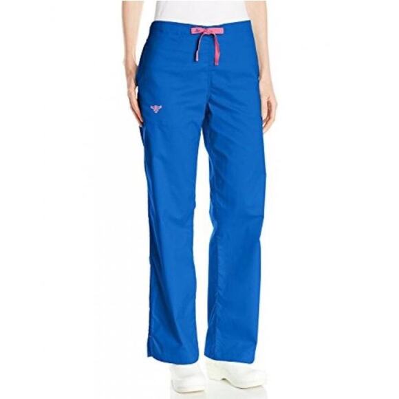 Med Couture Women's Drawstring Scrub Bottom/Pant | Royal Blue/Pink | NEW/NWT! - Picture 2 of 11